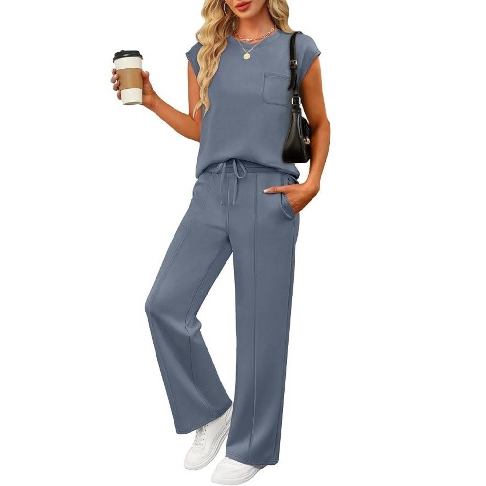 MSRP $48 ANRABESS Women's M Lounge Set 2 Piece Outfit Summer Casual Short Sleeve